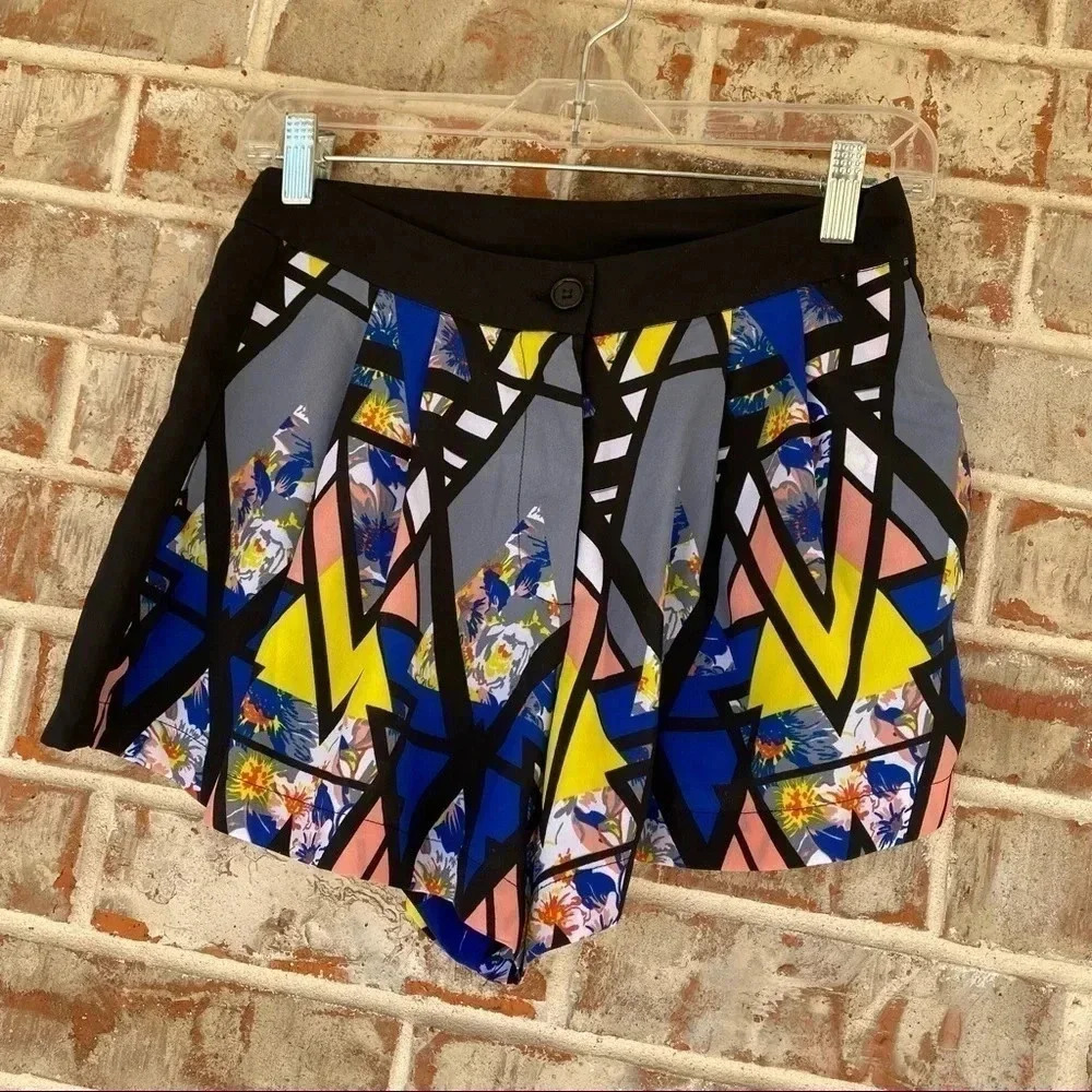 Fire Los Angeles Stained Glass Floral‎ High Waisted Shorts